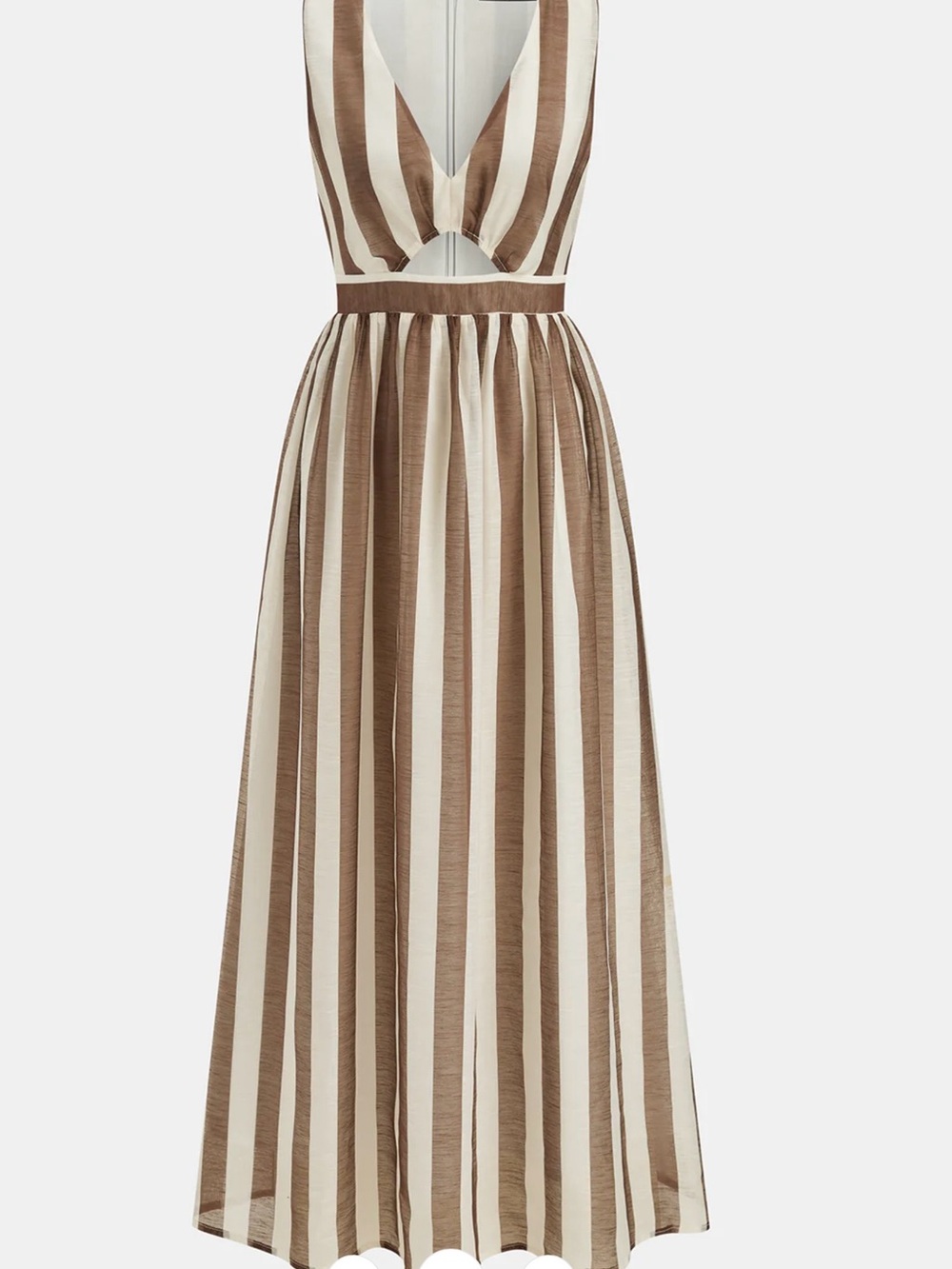 Commense Sleeveless V-Neck Striped Cut-Out Maxi Dress - XL